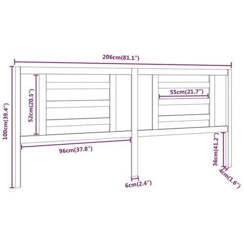  Uzglavlje za krevet 206 x 4 x 100 cm od masivne borovine Slike