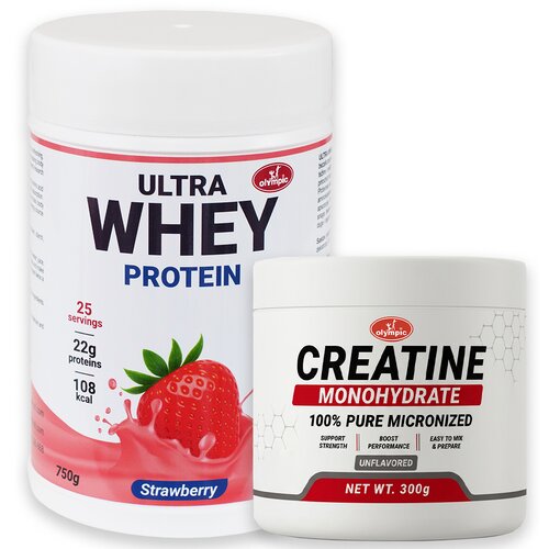 Olympic Ultra Whey Protein Jagoda 750g + Creatine Monohydrate 300g Cene