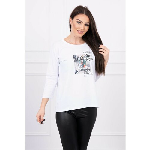 Kesi Bluza sa printom Star Style bijela crna | bela Slike