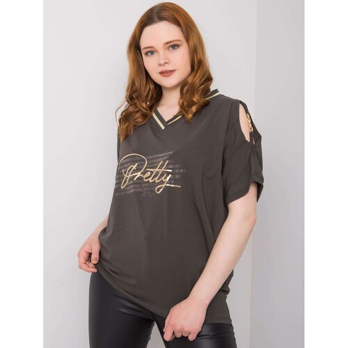 Fashion Hunters Dark khaki plus size blouse Richelle Slike