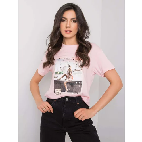 Fashionhunters Pink T-shirt with applications
