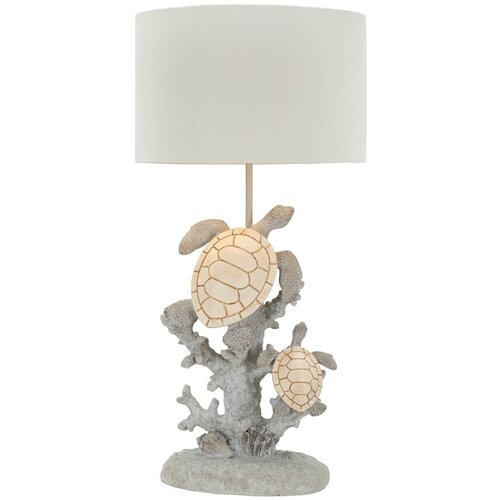 Mauro Ferretti Bijela/siva stolna lampa s tekstilnim sjenilom (visina 63,5 cm) Turtle &amp;ndash; Slike