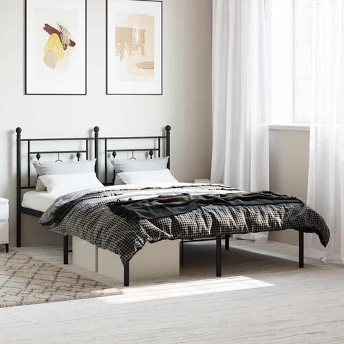  Metalni okvir za krevet s uzglavljem crni 140x200 cm Cijene