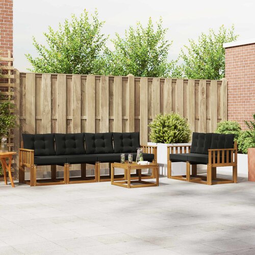  Set vanjskih sofa 7 kom. Prirodna i crna Cene