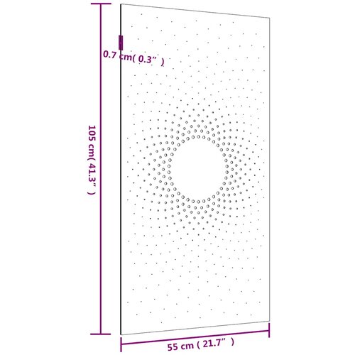  Vrtni zidni ukras 105 x 55 cm od čelika COR-TEN s uzorkom sunca Slike