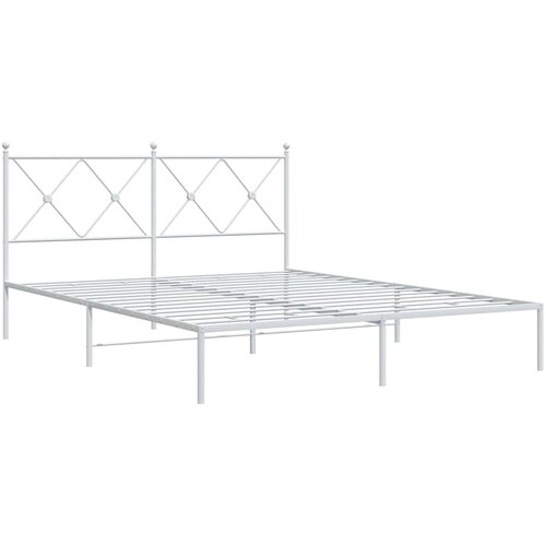  Metalni okvir za krevet s uzglavljem bijeli 150x200 cm Slike