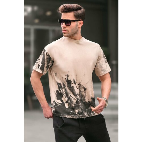 Madmext Beige Patterned Basic T-Shirt 6092 Slike