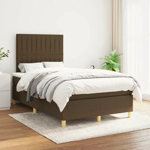  Box spring postelja z vzmetnico temno rjav 120x200 cm blago, (20727032)