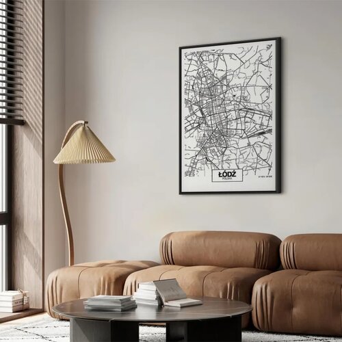  Slika - City Plan: Lodz (1 Part) Vertical 40x60 U crnom drvenom okviru Slike
