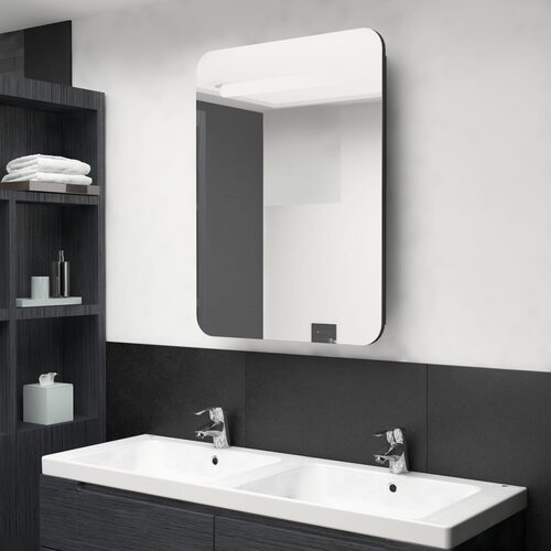 vidaXL LED kopalniška omarica z ogledalom črna 60x11x80 cm Cene