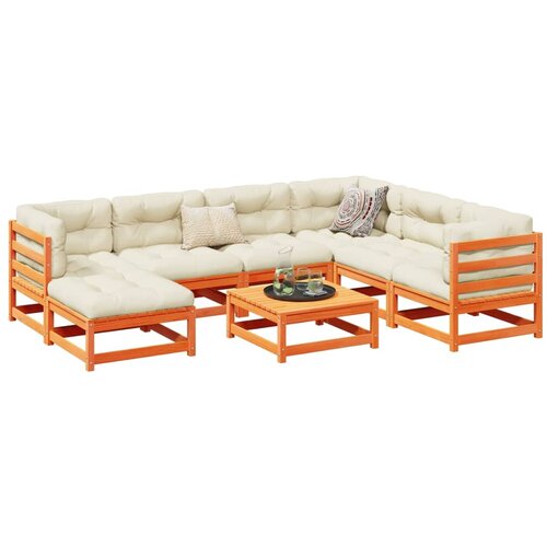 vidaXL 8-dijelni set vrtnih sofa s jastucima voštano smeđi od borovine Cene