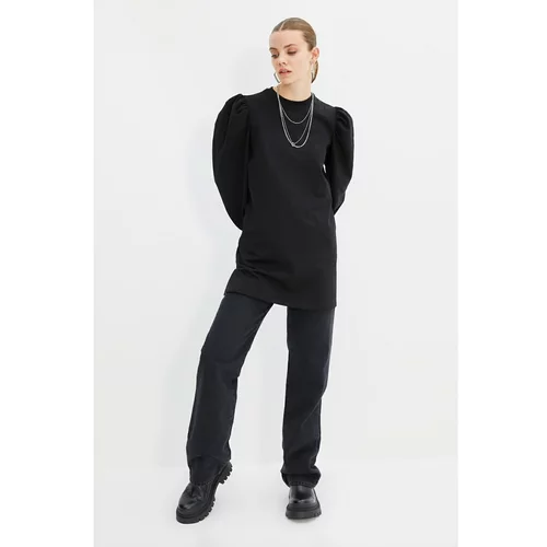 Trendyol Black Sleeve Detailed Knitted Tunic