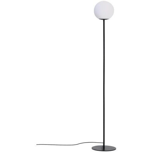 Kave Home Bela/črna stoječa svetilka s steklenim senčilom (vi&scaron;ina 155 cm) Brisia &ndash; Cene
