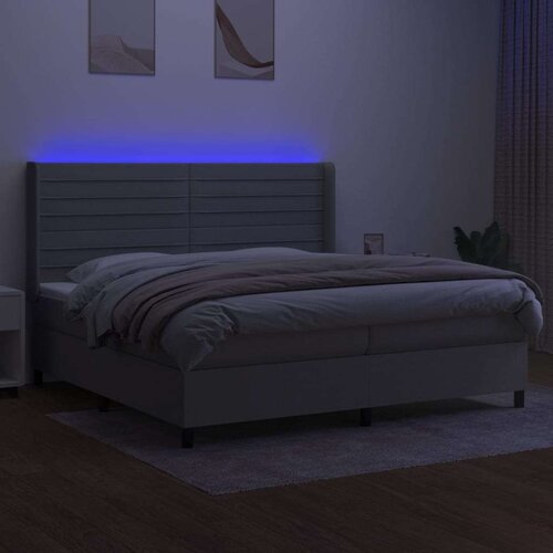  Krevet box spring s madracem LED svjetlosivi 200x200 cm tkanina Slike