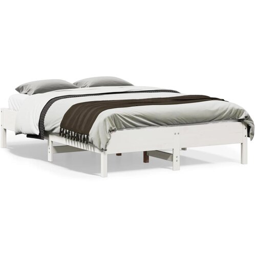 VidaXL Posteljni okvir bel 120x190 cm trdna borovina Slike