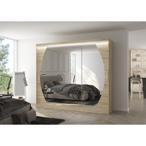 ADRK Klizni ormar s ogledalom CAMBE 250 cm - SONOMA-SONOMA HRAST Slike