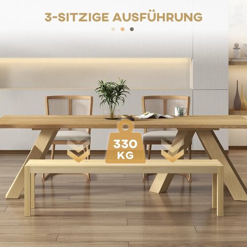  Klupa prostor za 3 osobe do 330 kg borovina 175x33x45 cm Slike