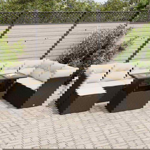 VidaXL 9-dijelni set vrtnih sofa s jastucima poliratan smeđi Slike