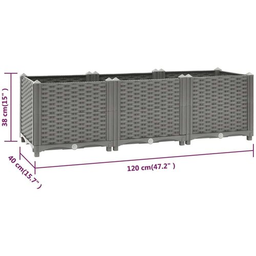  Povi&amp;scaron;ena gredica 120x40x38 cm od polipropilena Slike