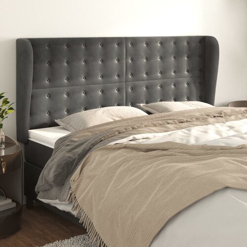 vidaXL Uzglavlje s ušima tamnosivi 203x23x118/128 cm baršunasti Cijene