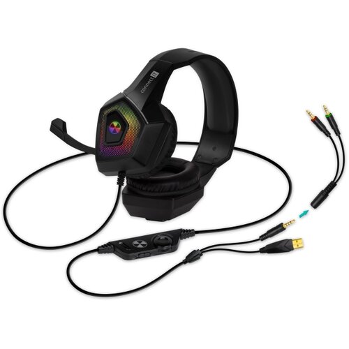 Connect IT CHP-5600-BK - LED RGB gejmerske žičane slu&amp;scaron;alice sa mikrofonom, crne Slike