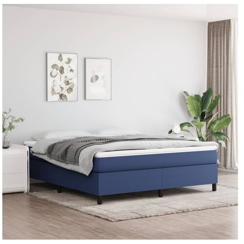  Box spring postelja z vzmetnico modra 180x200 cm blago Cene