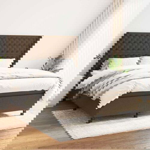  Box spring postelja z vzmetnico temno rjav 140x190 cm blago, (20895818) Slike