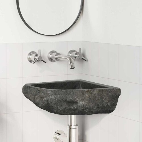 vidaXL Zidni kutni umivaonik Siva (30-37) x (30-37) x 12 cm Cijene