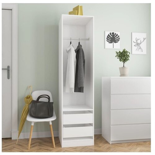  Garderobna omara s predali bela 50x50x200 cm iverna plo&scaron;ča Cene