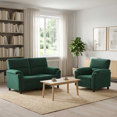  Set sofe 2 pcs Tamnozelena Baršun Cene