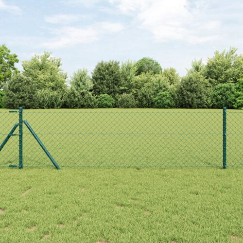 vidaXL Ograda od Lanca s 7 Stupova 0.4x10 m Galvanizirani Čelik Zeleni Cijene