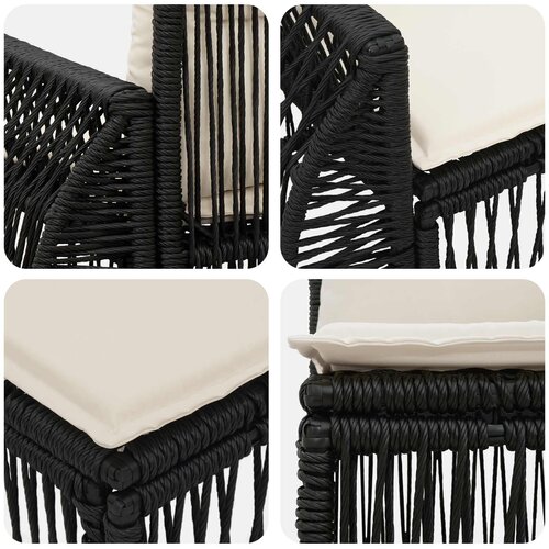  Sjedeća garnitura za vrt 7 kom. Crna i krem-bijela poliratan 70 x 62 x 70 cm Slike