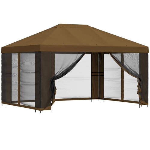vidaXL Vrtni gazebo s stranskimi stenami 4 &times; 3 m Taupe, (5000219033) Cene