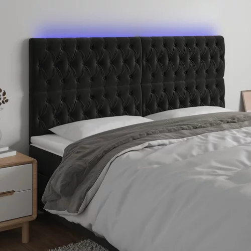 vidaXL LED posteljno vzglavje črno 200x7x118/128 cm žamet