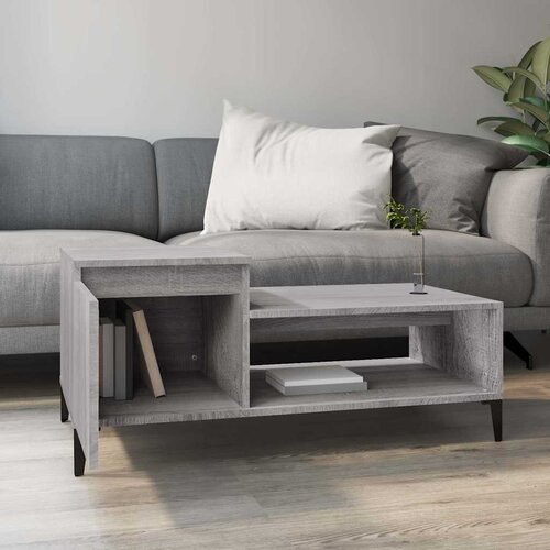  Stolić za kavu boja sivog hrasta 100x50x45 cm konstruirano drvo Siva Slike