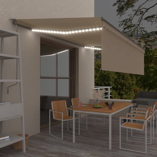  Avtomatska tenda s senčilom LED + senzor 5x3 m krem Cene