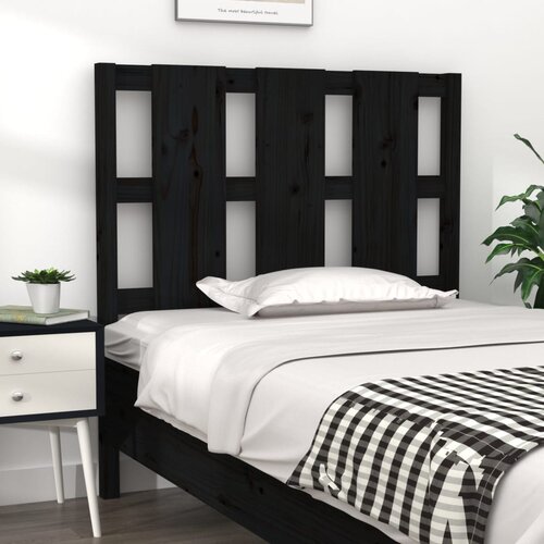 VidaXL Uzglavlje za krevet crno 105,5 x 4 x 100 cm od masivne borovine Slike