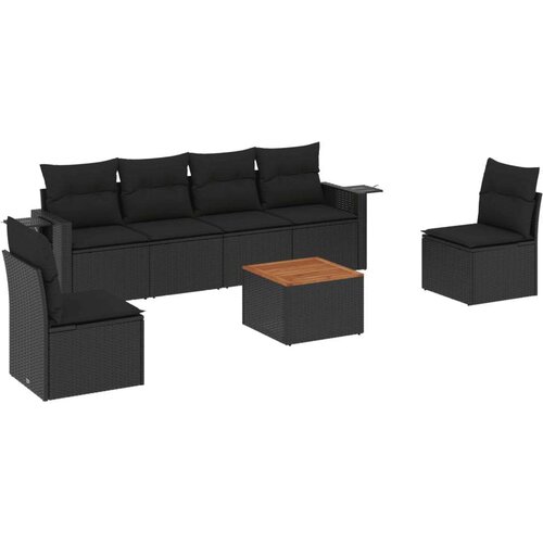VidaXL 7-dijelni set vrtnih sofa od poliratana s jastucima crni Slike
