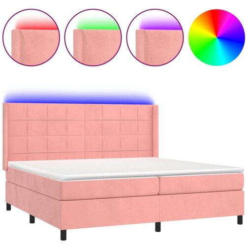  Box spring s madracem LED ružičasti 200x200cm bar&amp;scaron;unasti Slike