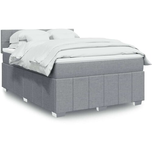 VidaXL krevet box spring s madracem svjetlosiva 160x200 cm tkanina Slike