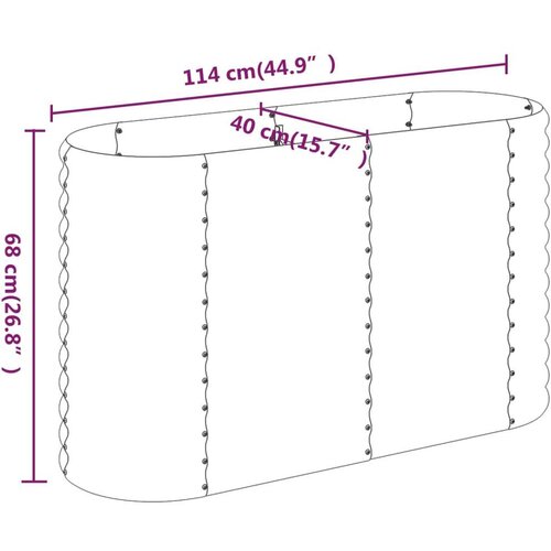 vidaXL visoka greda iz pra&scaron;no premazanega jekla 114x40x68 cm srebrna Cene