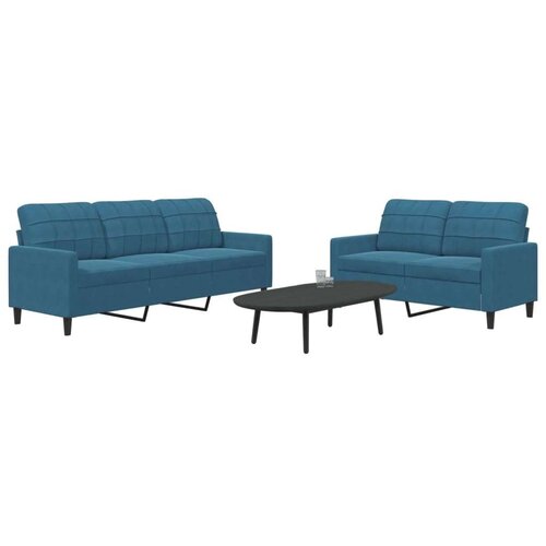 VidaXL 2-dijelni set sofa s jastucima plavi bar&amp;scaron;unasti Slike