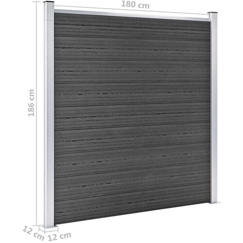 VidaXL set panela za ogradu WPC 526 x 186 cm crni Slike