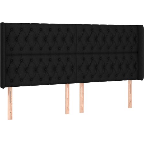  LED uzglavlje crno 183 x 16 x 118/128 cm od tkanine Slike