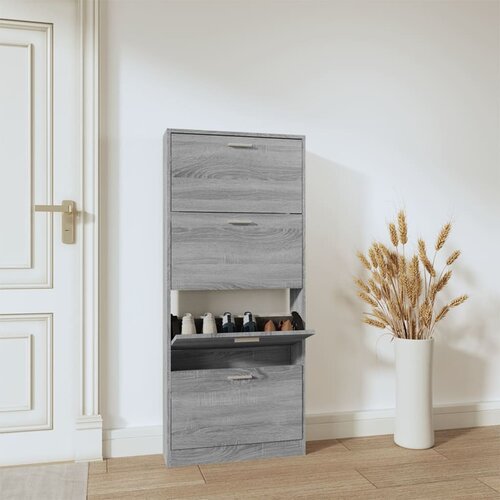 The Living Store omarica za čevlje siva sonoma 59x17x150 cm inženirski les - omarica za čevlje, (21434201) Slike