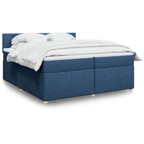 VidaXL Box spring postelja z vzmetnico modra 200x200 cm blago Slike