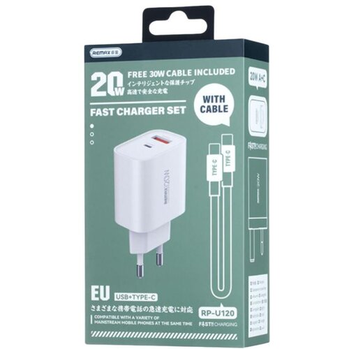 Remax 20W A+C charger C-C cable set RP-U120 EU Slike