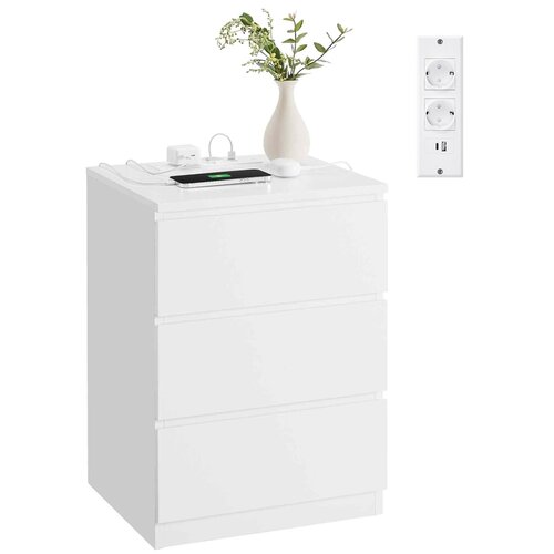 Songmics Nočna omarica 3 predali 35x40x59 cm bela, (5000273771) Slike
