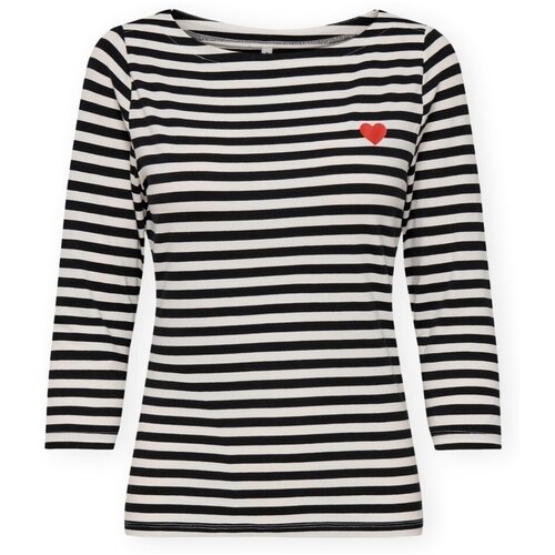 Only Majice z dolgimi rokavi Noos Top Fifi Life - Cloud Dancer/Black Bela Cene