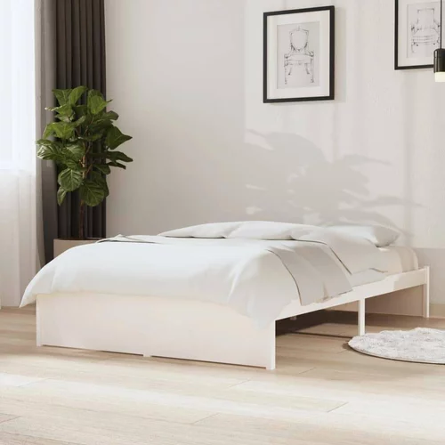  Okvir za krevet od masivnog drva bijeli 120 x 190 cm 4FT bračni